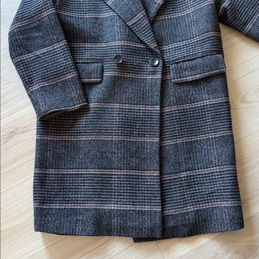 NEW- House of Harlow 1960 Wool Blend Plaid Coat - Picture 3 of 13